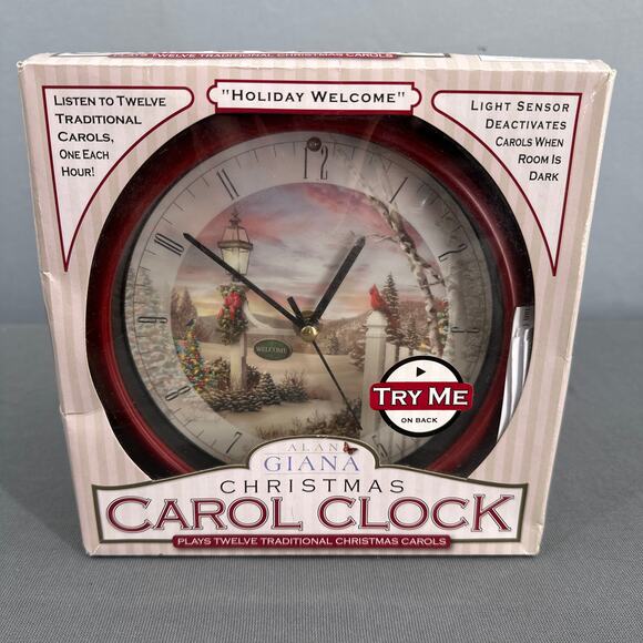 Musical Christmas Carol Clock 8" Red Cardinal Bird Cottagecore Cabin Kitschy New - Picture 2 of 16